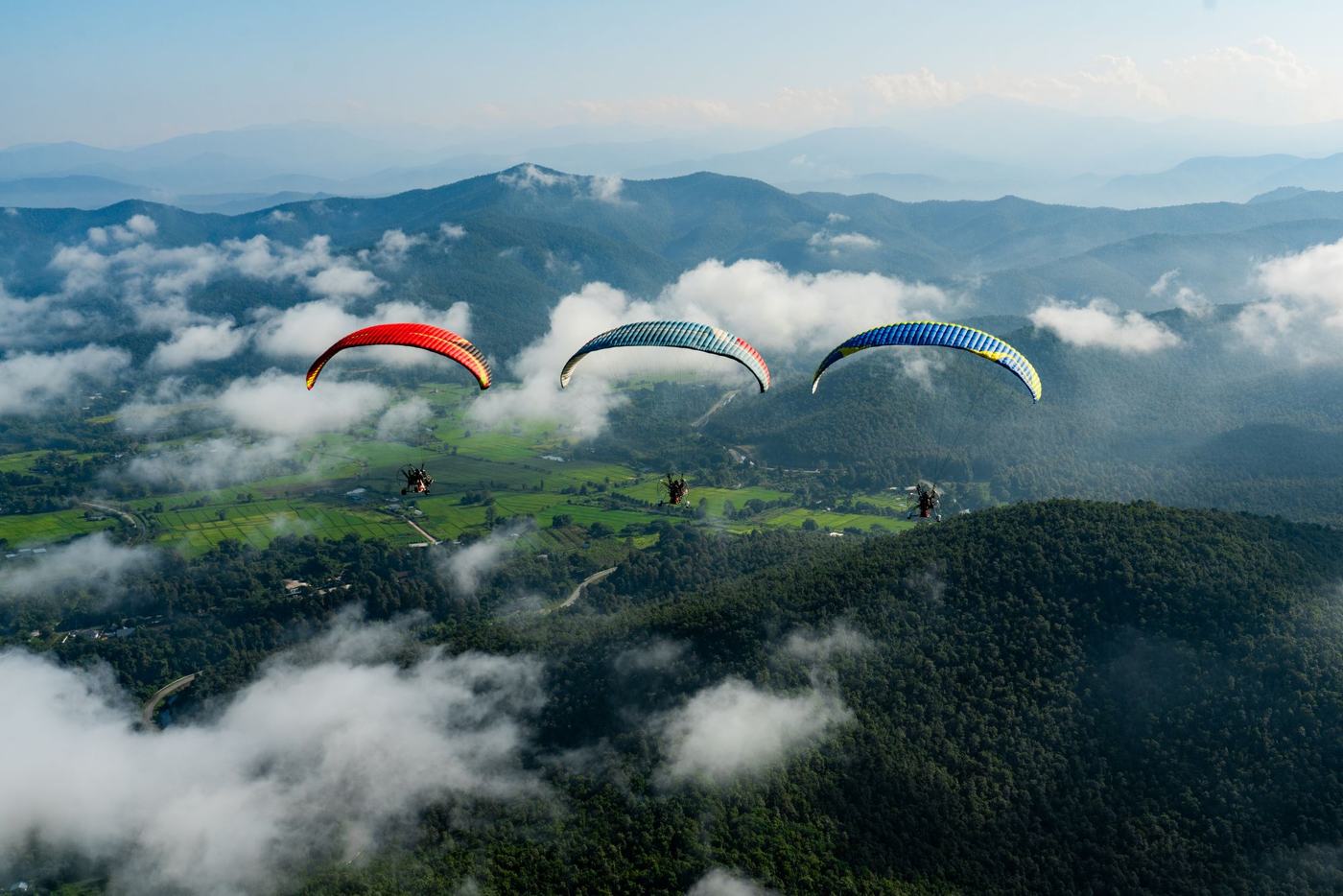 Paramotor flight over Chiang Mai