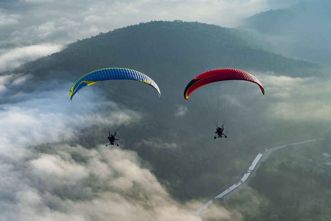 Paramotor flight over Chiang Mai