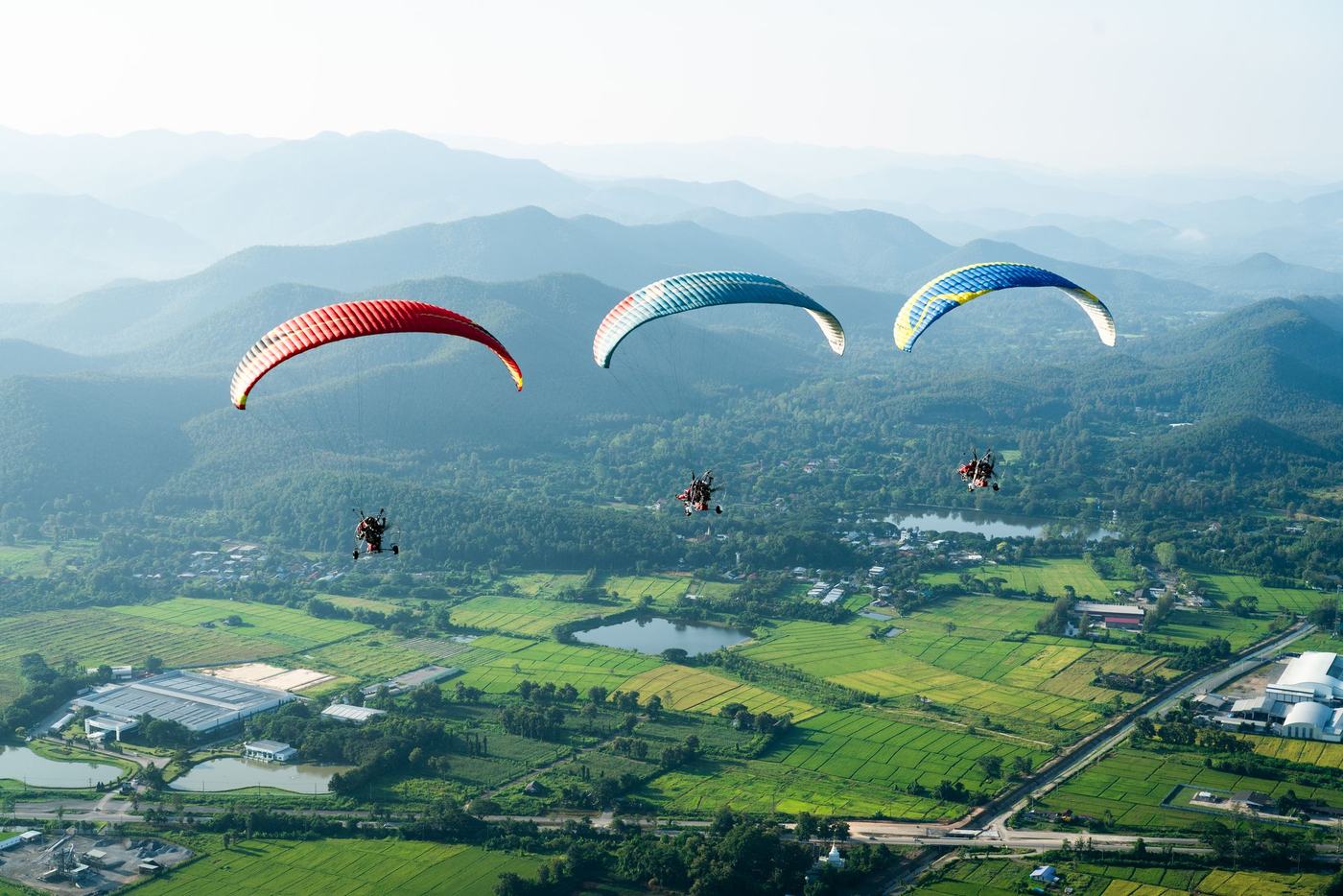 Paramotor flight over Chiang Mai