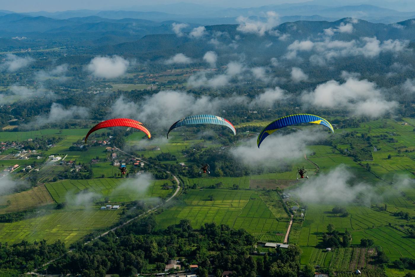Paramotor flight over Chiang Mai